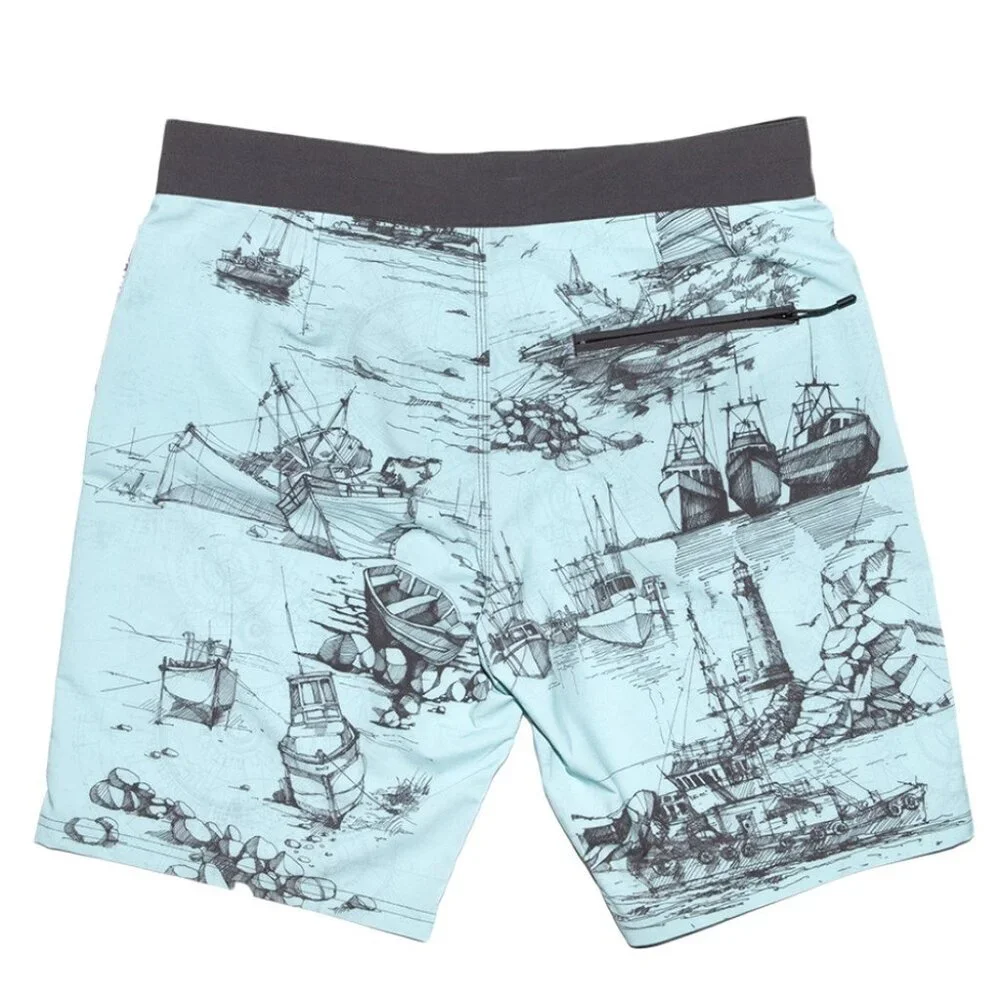 NWT Psycho Tuna Men’s Sketchy Boats Board Short Blue Size 32